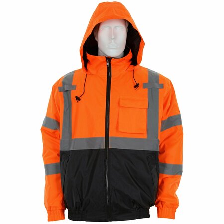 MCR SAFETY Garments, Org. Bmber Jket Quilted Clss 3 Blk. Bttm, S VBBQCL3OS